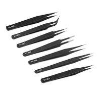 Pince Brucelles de Précision ESD, Lot de 7, Pincettes Antistatiques, Acier Inoxydable pour Électronique, Laboratoire, Bijoux, Réparation d'Équipements