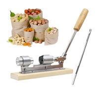 Pince casse-noix et châtaignier - Outil de coupe châtaignier - Set de pinces en acier inoxydable - Éplucheur de noix avec manche en bois - Pour toutes les noix