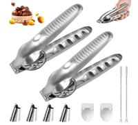 Pince Chataignes, 2 PCS Châtaigne Clip+4 PCS Protège-doigts en acier, Clip Noix, Noisettes Clips, Inoxydable Pince à Châtaignes, Casse Chataignes, Casse Noix, Ouvre Chataigne, pour châtaignes (B)