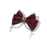 Pince Cheveux Mariage 24pc Gothic Heart-Shaped Cross Lace Embroidered Bow Hair Clips For Women Fashionable Side Grips Bulk Pack Accessories(Color15)