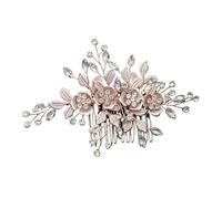 Pince Cheveux Mariage Wedding Hair Comb Leaf Flower Bridal Headpiece Gold Pearl Rhinestone Head Jewelry Accessories(Color1)