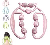 Pince circulaire à 9 roues, rouleau à 9 roues pour muscles des jambes, rouleau à anneau multifonctionnel portable, réglable à 360° pour jambes, bras, cou (rose)