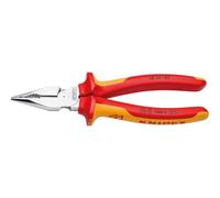 Pince combinée pointue VDE chromée avec poignées multi-composants 185mm KNIPEX