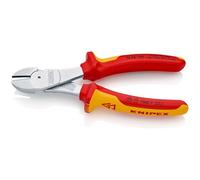 Knipex Pince coupante de côté à forte démultiplication chromée, isolées par gaines bi-matière, certifiées VDE 180 mm 74 06 180