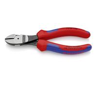 Knipex Pince coupante de côté à forte démultiplication noire atramentisée, avec gaines bi-matière 160 mm 74 02 160