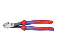 Knipex Pince coupante de côté à forte démultiplication noire atramentisée, avec gaines bi-matière 250 mm 74 02 250