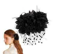 Pince crabe Barrettes en chiffon avec perles, glands et motifs floraux