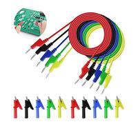 Pince Crocodile Fils de Test, 5Pcs Câble de Test pour Multimètre et 10Pcs Pinces Crocodiles pour Voiture/Industriel/autres Composants de Câble de Test, Câble de Fil de Crocodile Longueur 1M(1000V/19A)