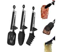 Pince Cuisine Inox 3 Pièces Pince Cuisine Silicone 27 cm Pince de Cuisine Inox Sans BPA Pince Barbecue Pince Alimentaire Cuisine Pince Spaghetti Pince a Pate pour Barbecue Salade Griller Buffet