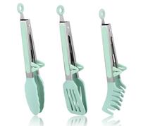 Pince Cuisine Silicone,Pinces de barbecue 3 pièces silicone Vert, Pince Cuisine Inox,pince de cuisine, pinces à pâtes sans Bpa, pinces de cuisson pinces de cuisine