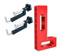 Pince d'angle à 90 degrés : gabarit de travail du bois en aluminium et outil d'assemblage à angle droit pour cadres, armoires, tiroirs. Pour matériel de précision en acier inoxydable inclus (C)