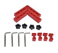 Pince d'angle réglable, kit d'outils de travail du bois carré de positionnement à 90 degrés, technique de fibre ABS plastique, 2 ensembles pour armoires et cadres photo projets de bricolage (rouge)