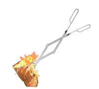 Pince de cheminée en acier inoxydable de 66 cm pour foyer, accessoire pour extérieur et intérieur, camping, barbecue - Argenté