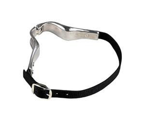 Pince de cou d'équitation - Aiguille pour le contrôle de l'aérophagie, collier à ajustement général avec sangle réglable, cuir compact, rembourrage anti-stress, guide (français non garanti)
