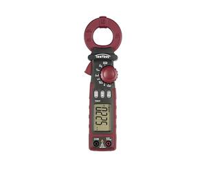 Pince de courant de fuite Testboy TV 217, ampèremètre CAT III 600 V (LCD facile à lire, mode filtre passe-bas, méthode de mesure T-RMS, avec signal sonore, fonctionne sur batterie), rouge/noir