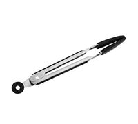 Pince de cuisine en silicone, pince de service pour la cuisine, résistante à la chaleur jusqu'à 230 °C, pinces alimentaires en acier inoxydable avec embouts en silicone antiadhésifs (22,9 cm, noir)