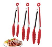 Pince de cuisine - Pince à pointe en silicone de 17,8 cm à 20,4 cm - Pour cuisiner, salade, servir, griller, camping - Pince alimentaire en acier inoxydable avec pointes en silicone pour la cuisson de