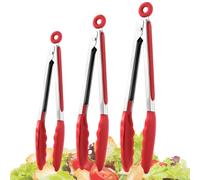 Pince de cuisson - Ustensiles antiadhésifs, pointes en silicone en acier inoxydable - pour la cuisson des aliments, barbecue, camping, service barbecue