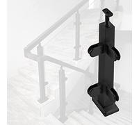 Pince De Fixation Noire Pour Garde-Corps En Verre D'Escalier Avec Connecteur Flexible, Système De Support Pour Clôture De Jardin, Terrasse Ou Patio, Poteau Carré En Acier Inoxydable À Fixer Au Sol, P