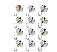 Pince de fixation pour bureau 2/6/12PCS Metal Strong Magnetic Hooks Wall-Mounted Heavy Duty Magnet Hook Key Coat Hanging Hanger Home Kitchen Bathroom Storage(12PCS,10mm)
