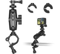 Pince de fixation pour caméra d'action 360°-Double rotule-Pour guidon de moto-Pince pour GoPro-Support moto Actioncam avec adaptateur 1/4""-20 pour caméra