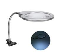 Pince de loupe LED Loupe de Lecture en Plastique ABS avec Double grossissement 2,25X et 5X Lentille éclairée réglable pour Livres Artisanat évaluation de Bijoux Support de Pince