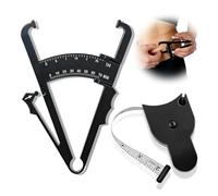 Pince de Mesure Graisse Corporelle et Mètre Ruban Corporel, Kit de Mesure Corporelle avec Pince Pli Cutané 0-70 mm, Lecture Claire, Format Compact, Noir