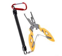 Pince de pêche en acier inoxydable conçue pour l'extraction de hameçons et la coupe de ligne avec poignée antidérapante et mécanisme de verrouillage (jaune)