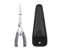 Pince de pêche multifonctionnelle à ouverture droite étendue - Ciseaux de ligne de poisson - Dispositif de contrôle en acier inoxydable ABS - Poignée antidérapante - Verrouillage du crochet - Outil