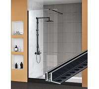 Pince de porte en verre Canal En Verre En Forme De F En Aluminium Avec Bande Anti Explosion, Rainure Profonde Pour Cloison En Verre, Profil De Garde Corps En Vitré(Fits 12mm Glass,72in/182.9cm)