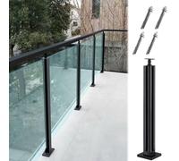 Pince de poteau de garde-corps en verre noir haute résistance pour terrasses et escaliers. Support durable pour balustrades en verre avec rampe supplémentaire en option