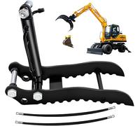 Pince de pouce hydraulique pour mini pelleteuse avec cylindre hydraulique - Clip de préhension en métal à trou unique, comprend 2 tuyaux d'huile filetés M14 pour la construction