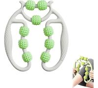 Pince de serrage circulaire à 9 roues, rouleau de massage des jambes, rouleau à anneau multifonctionnel, masseur de jambes, pour jambes, cou, muscles, mains, bras (blanc/vert)