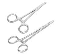 Pince de serrage en acier inoxydable de 14 cm - Outil de précision à bord droit pour vétérinaire et loisirs - Idéal pour saisir de petits objets et manipuler des tissus (1, lot de 2)