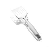 Pince de service en acier inoxydable avec double pince à spatule pour retourner et servir le poisson, la viande et le steak dans la cuisine et le barbecue extérieur (A)