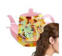 Pince de style - Pince à cheveux - Pince de coiffage - Clip de serrage pour une fixation lisse de frange - Clip de serrage pour petits pains quotidiens - Design de théière décoratif pour filles