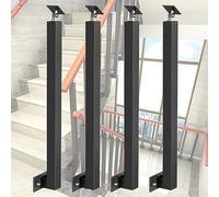 Pince de support de poteau de pont Balustrade d'escalier de balcon Paquet de 4 broches de balustre, système de garde-corps en fer noir blanc or Poteau carré avec kit réglable supérieur &Base, coul