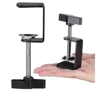 Pince de Table en Porte-à-faux Réglable, Support Acier Inoxydable | Montage Micro Ferme, Installation Simple, Protection du Plateau, pour Studios et Scènes, Noir