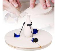 Pince de table tournante de coupe de poterie, pince de coupe triangulaire réglable, roue de sculpture de table tournante de réparation de poterie, toupie de poterie pour la famille, l'école, les amate