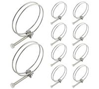 Pince de tuyau à double fil de 10 pcs, pince tuyau en métal en acier inoxydable réglable pour 36 à 40 mm, d'eau familial, réservoir, automobile, SilverDouble