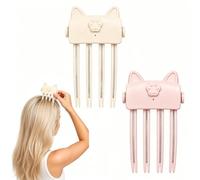 Pince De Volume Sans Fil ChaufféE Pour Les Racines, Deux RéGlages De TempéRature Pour DéColler Rapidement Les Racines Plates Et CréEr Du Volume Au Sommet De La TêTe (Rose+Beige)