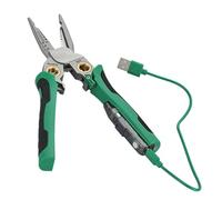 Pince d'électricien professionnelle à poignée courbée avec testeur de tension intégré et fonction de dénudage de fil, pince d'électricien multifonctionnelle avec testeur de tension