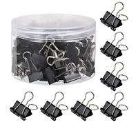 Pince Document, Binder Clips en métal, Lot de 100 pinces en métal pour travaux de papier, noires, 19 mm, pour l'école, les fournitures à la maison