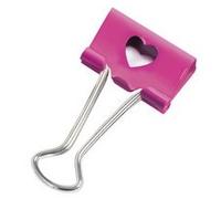 Pince double clip, (L)32 mm, coeur, rose