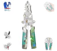 Pince électrique Tuvilo, tournevis pliable, dénudeur de fils, pince à dénuder 8 en 1 avec testeur de tension, pince à dénuder multifonctionnelle(Green A)