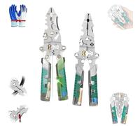 Pince électrique Tuvilo, tournevis pliable, dénudeur de fils, pince à dénuder 8 en 1 avec testeur de tension, pince à dénuder multifonctionnelle(Green A+Green B)