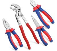 Pince en Acier au Carbone 4 Pieces - Pince Multiprise WORKPRO, Pince Universelle, Pince Coupante, Pince Bec Long pour Reparation Domestique ou Utilisation du Travail