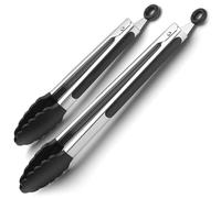Pince en acier inoxydable - 22,9 cm et 30,5 cm avec embouts en silicone, pince verrouillable pour barbecue