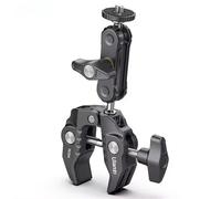 Pince en métal avec double tête sphérique et trou de 6,35 mm pour appareil photo reflex numérique, moniteur et support de micro