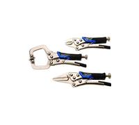 BGS technic KG – Pinces-étau mini assorties – Jeu de 3 – Bleu et argent